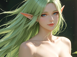 Lustrender Slideshow: Beautiful Nude Elf Woman Flowing Hair Art - Ai Video