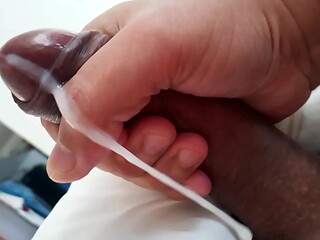 Cumming, jacking off my uncircumcised cock, closeup. October 12, 2024.