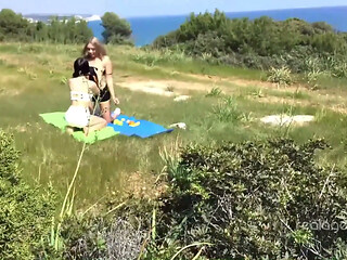 Sasha Rose and Daniella Margot hot outdoor lesbian action