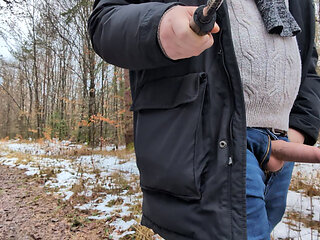 Walking with a tail outside in public