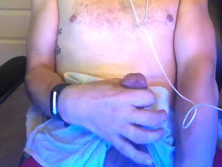Teen Jerking off Huge Cock with Huge Cum Shot on Himself