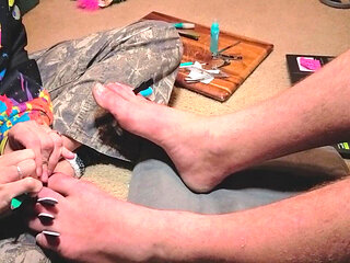 Melody Gives Her Master a Pedicure
