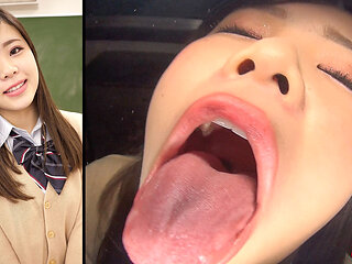 POV Drooling Tongue Kisses on Glass - Reia Hoshino Falls From Rich Girl Princess to Spit Feral, Still in Her College Uniform.