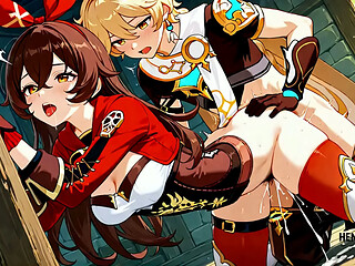 Genshin Impact Hentai - OC Amber x Aether Pic Collection - Asian Japanese Manga Anime Cartoon Game Porn Video Animation