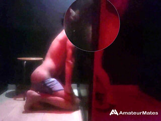 Amateur Guys Caught Having Fun in Darkroom and Through Glory Hole