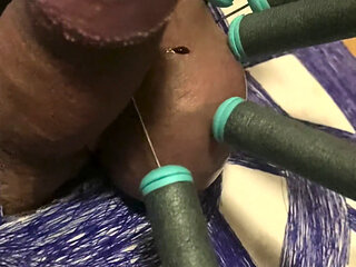 Mistress shooting dick with nerf, needle nerf bullets peehole sounding