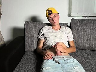 Sexy Slim Czech Boy with Tattoos Jerks His Big Thick Cock
