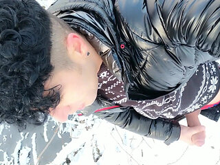 Cold Forest Jerk off - Different Angles of Dick Jerking and 2 Cumshots