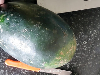 Shemale get watermelon fuck