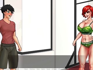 Stepmom and divine beauties in a visual novel gameplay session