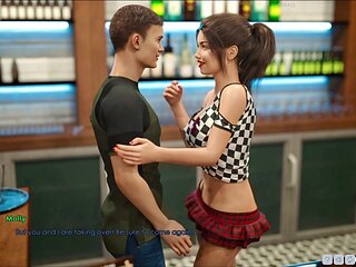 Curvy brunette with big boobs in a wild adult visual novel