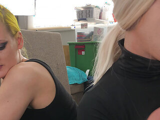 Drag Queen and Woman Putting on Fake Lashes