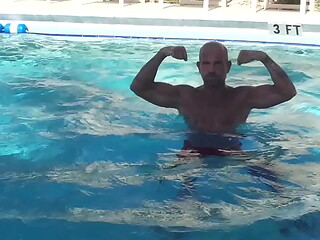 INTENSE SHADOW BOXING IN THE POOL