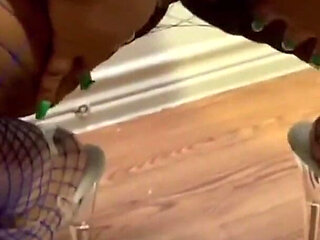 Walking Around in Fishnet Bodysuit High Heels