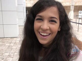 Annika Eve - Big tits brunette in bikini in POV striptease