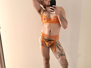 Hairy Sissy Muscle Man in Lingerie and Heels Sensual Striptease, Edging, Wanking, Fingering and Foot Play