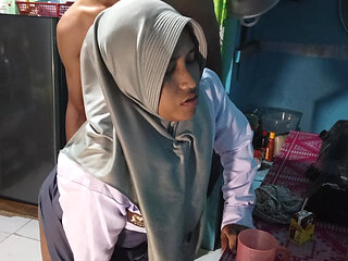 Fucking My Stepsister-in-law in the Kitchen Before Going to College