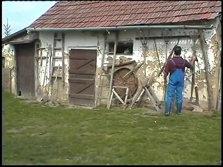 Horny granny wants younger guy to fuck her in the backyard