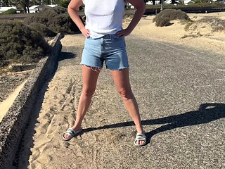 Desperate Wetting Jeans Shorts in Public