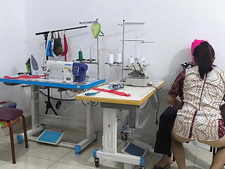 intense seduction in the sewing workshop