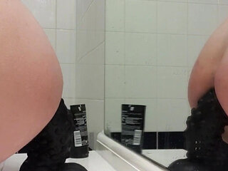 Huge 12inch black dildo ride