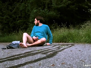 Caught taking a piss and jerking off outdoors - gay public exhibitionist