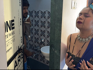 The stepmother caught the son masturbating in the bathroom, then the two had sex together.