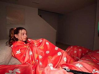 Sneaky Stepbro Hides in My Snuggie & Airplays Porn on Tv