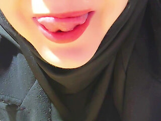 My hijab-wearing stepsister ejaculates on camera