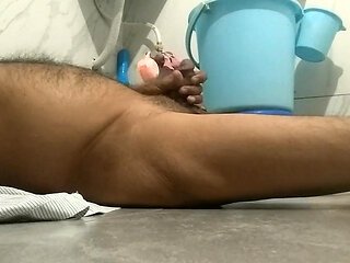 Enjoyed with a cock while being naked in the bathroom