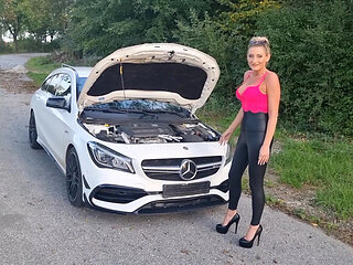 Sexy cock horny sluts MILF cheats on her husband with strangers in the parking lot