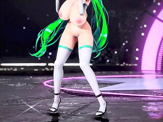 Hatsune Miku Huge Boobs Hentai Undress Dance Vocaloid Bibbidiba Song Mmd 3D Green Hair (CLIP)