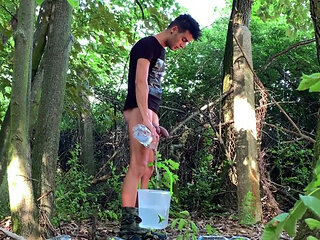 Weight on Balls and Cock - Bucket Filled with Water on Cock and Balls