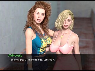 Sultry blonde in immersive PC gameplay of an adult visual novel