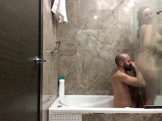 The Hot Baths of Jess Sanchez Ends with Cum in the Mouth of Pamela Sanchez