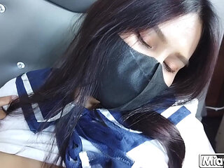 POV Fuck Thai Asian cosplay japan stundent with sexy Fishnet stockings