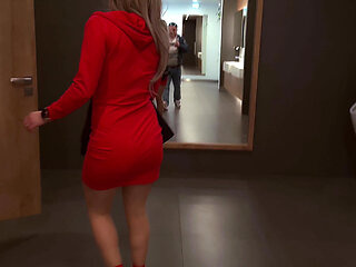 Very Risky Sex with My Hot Stepmom in Men's Restroom During a Party