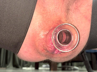 Straight Guy Big Cock and Balls 50mm Glass Plug In Ass