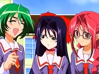 Hot busty anime teens flying around