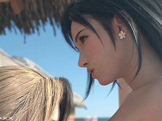 3D Hentai Uncensored Tifa x Aerith x Cloud