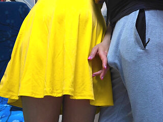 Risky Handjob Inside Public Transport! Dirty Stranger Ejaculate Using Girl's Hand