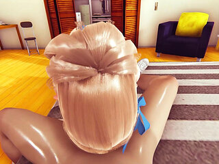 3D Hentai Featuring a Blue-eyed Sexy Blonde Elf - Exciting Handjob, Deepthroat Blowjob, and Thrilling Wall Mouth Fuck Cumshot