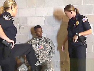 Bogus soldier makes his cock hard for milf cops to ride like pros