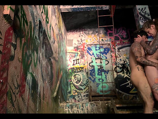 Trans Girl Public Fucking of a Trans Man in an Abandoned Powerplant