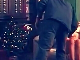 Black Guy with Big Cock Dressed as Santa Claus Fucks a Beautiful Redhead Girl