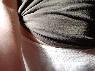 Me masterbating and Cumming In my wet pull-up diaper