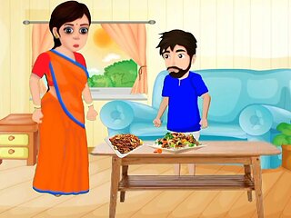 Desi Indian stepmom and her stepson in a wild cartoon fantasy