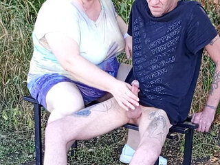 Neighbor Sucks My Dick in the Park on a Bench Until I Cum