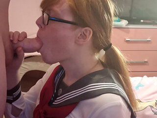 Giving a Huge Trans Girls Dick a Deep Throaty Blowjob