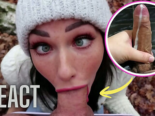 React: Freckled Teen SUCKS &amp_ SWALLOWS in the Woods - Shaiden Rogue
